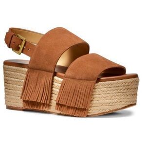 Tan Leather Mules with Fringe Detail new